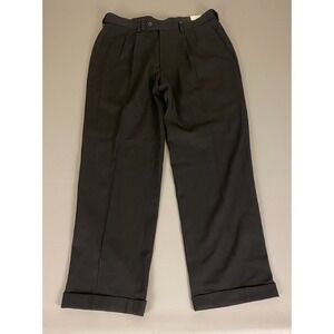 George Classic Fit Pleated Dress Pants Men's 32x30 Black Expandable Waist NWT‎
